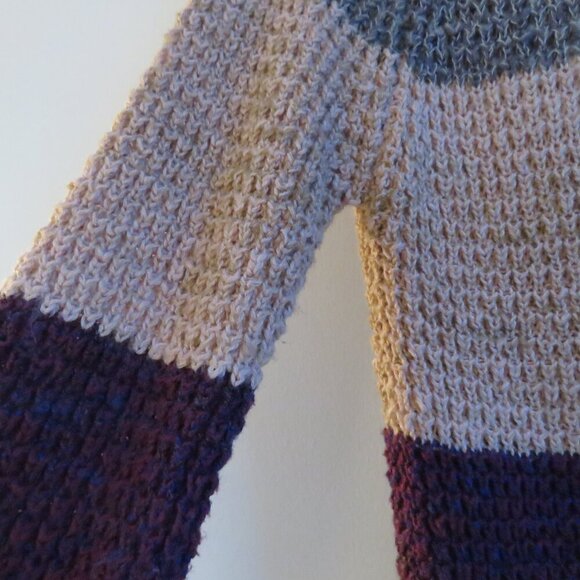 FREE PEOPLE Lake Tahoe Color Block Striped Cardigan Loose Knit Pastel Purple XS - Picture 12 of 14